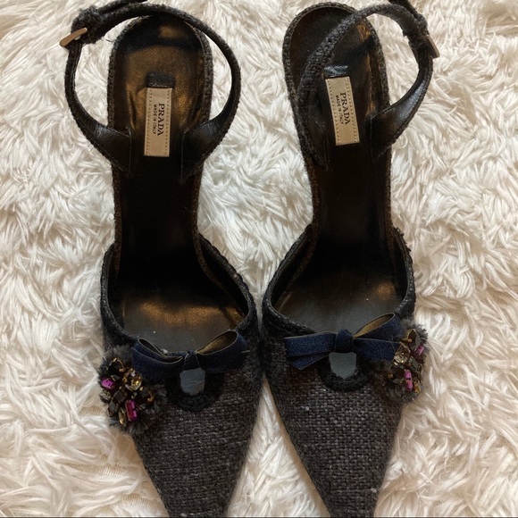 grey embellished heels